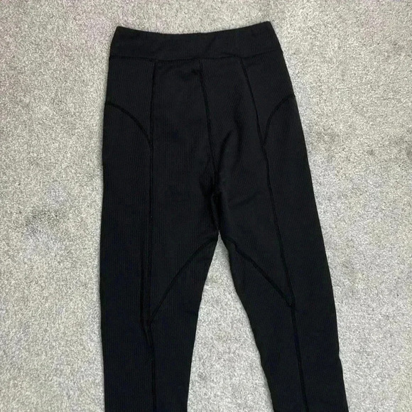 For The Love Of Lemons Leggings Black Color Ribbed Sz S - Picture 9 of 9